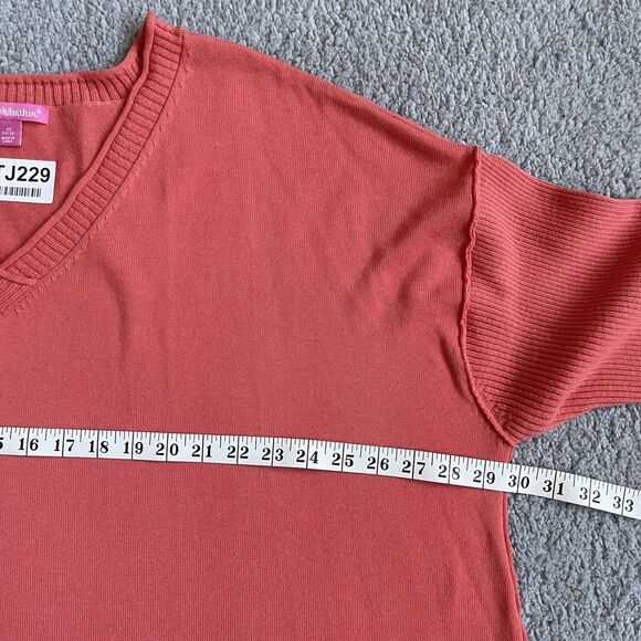 Woman Within Pullover Sweater Women Size 4X Orange Pink Knit V Neck Long Sleeve - Picture 9 of 11